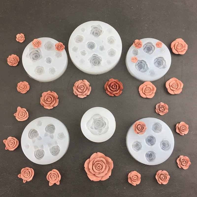 Candle Making Items - 3D gül çiçek şekli yaprak silikon
