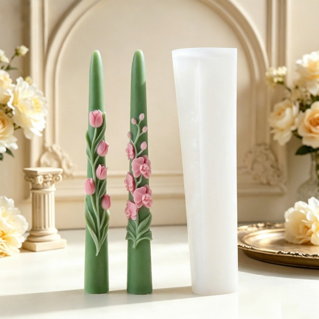 Candle Making Reno - Uzun Saplı Çiçek Şeklinde Mum Silikon