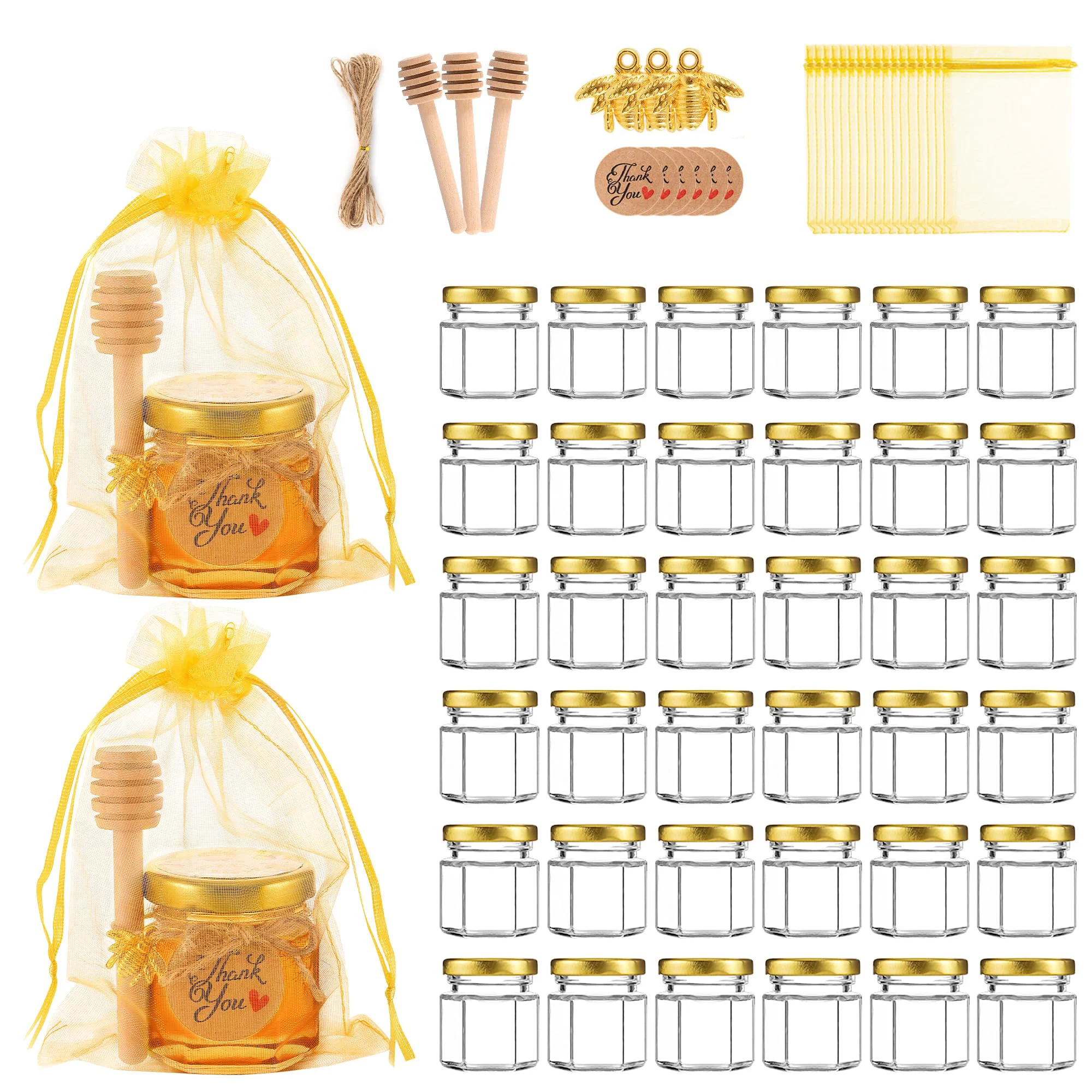 Candle Making Glass Jars - 1.5Oz Altıgen Mini Cam Bal Kavanozları,