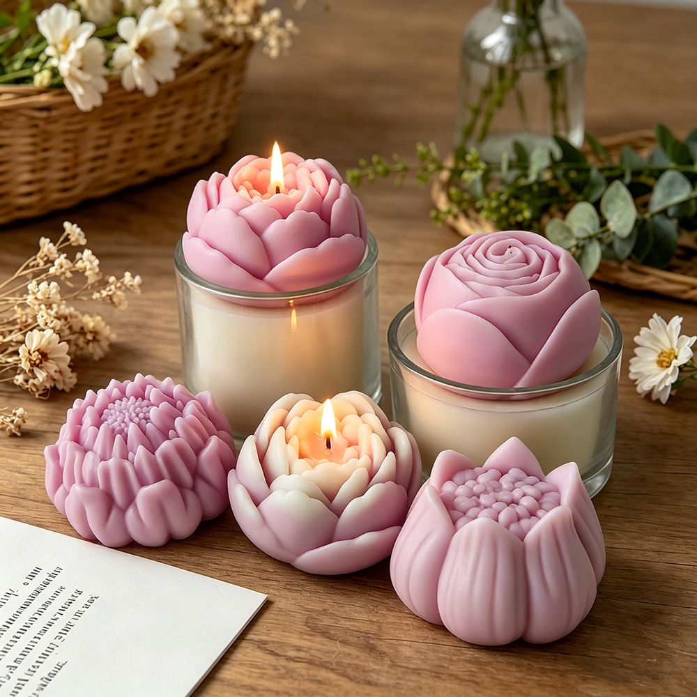 Candle Making Reno - 3D Çiçek Silikon Kalıp Şakayık Gül