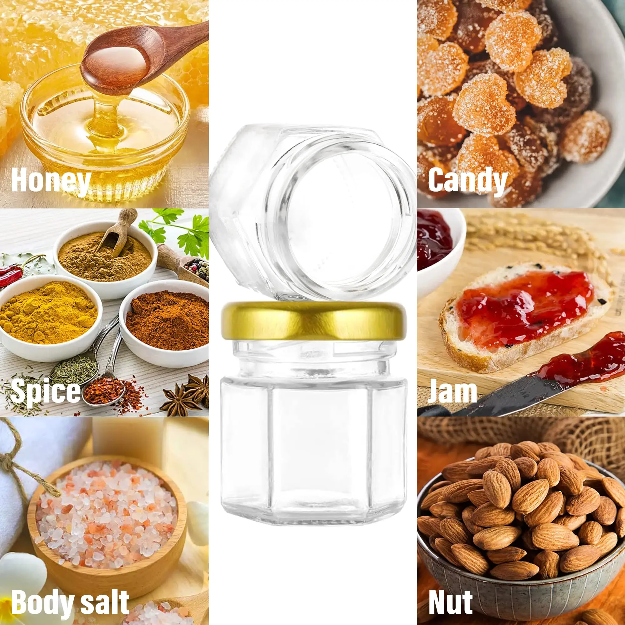 1.5Oz Altıgen Mini Cam Bal Kav - Candle Making Glass Jars incelemesi ve fiyatı