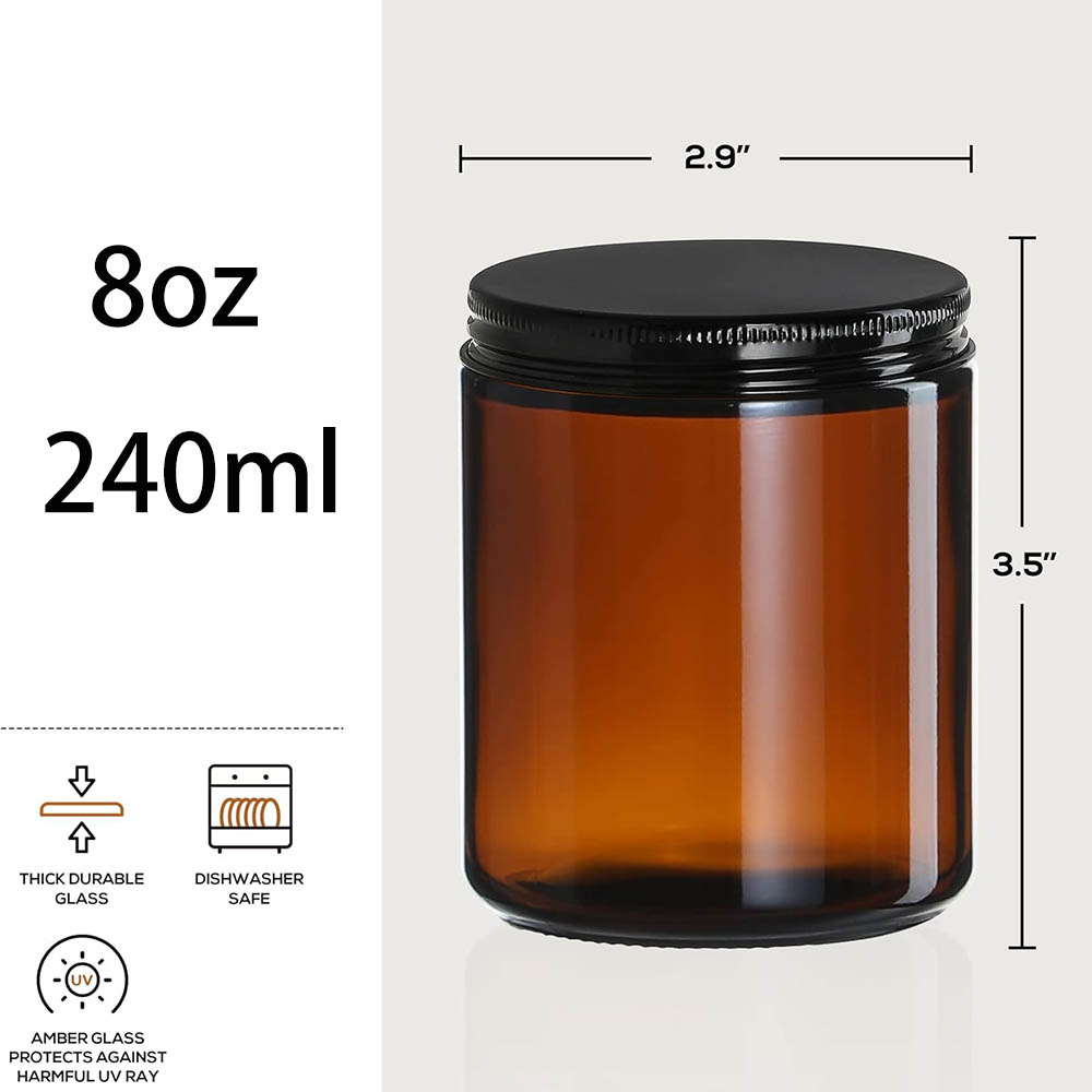 8oz Amber Cam Kavanozlar Siyah - Candle Making Glass Jars incelemesi ve fiyatı